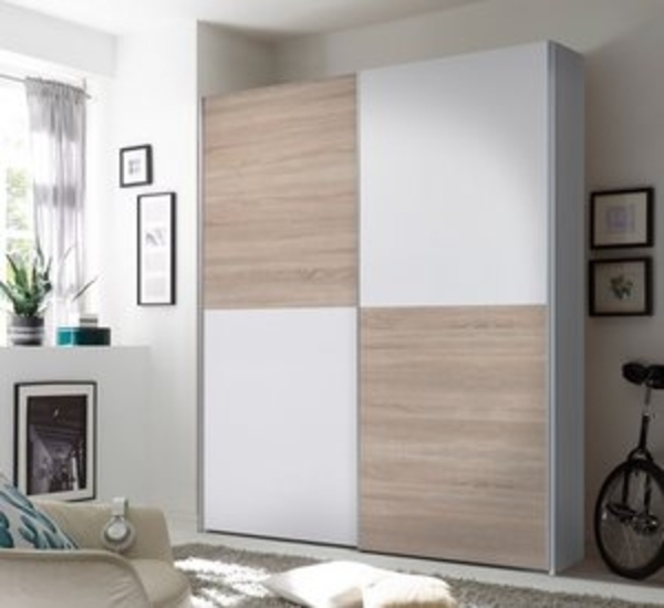 Schlafkontor Schwebetürenschrank Time Schrank, Kleiderschrank mit Schiebetüren 4 Türelemente als Schachbrettoptik Bild 6