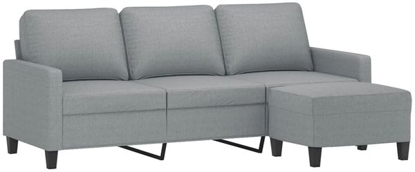 vidaXL 3-Sitzer-Sofa mit Hocker Hellgrau 180 cm Stoff 3201037 Bild 3