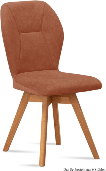 Esszimmerstuhl drehbar (6er-Set) Draga 51x92x60 Eiche geölt/Cognac