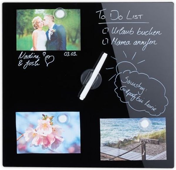 Relaxdays Schwarze Magnettafel aus Glas