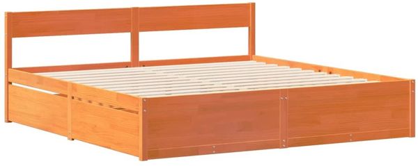 vidaXL Massivholzbett ohne Matratze Wachsbraun 180x200 Kiefernholz 3307115 Bild 5