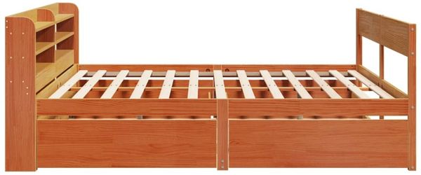 vidaXL Massivholzbett ohne Matratze Wachsbraun 180x200 Kiefernholz 3307115 Bild 7