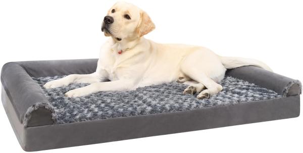 Premium Orthopädisches Hundebett Grosse Hunde 105x70x18cm waschbar grau