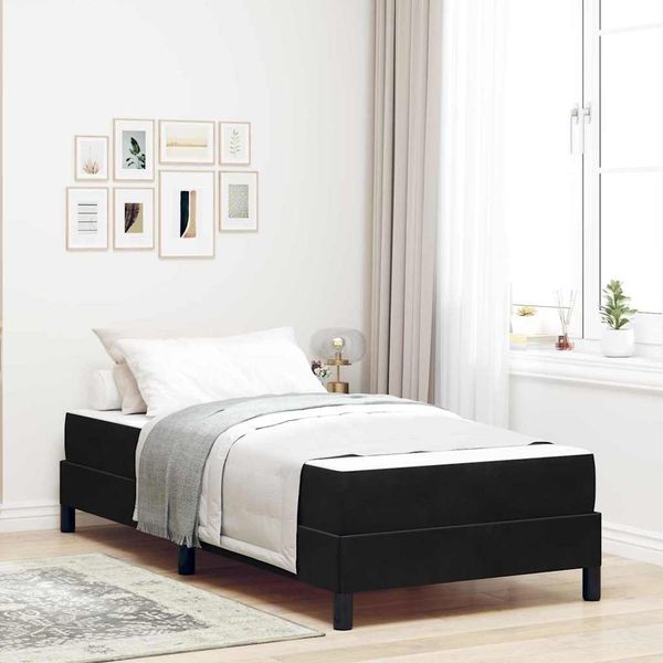 vidaXL Boxspringbett mit Matratze Schwarz 90 x 220 cm Stoff 3398775