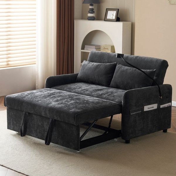 KLAM HOME Schlafsofa Doppel-Klappschlafsofa Bettsofa mit Schlaffunktion Sofa, bis 163 cm, für Wohnzimmer und Schlafzimmer Rückenlehne bis 180° verstellbar