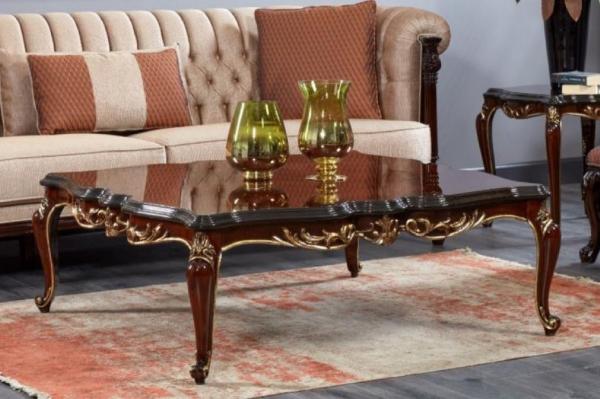 Casa Padrino Luxus Barock Couchtisch Dunkelbraun / Schwarz / Gold - Quadratischer Massivholz Wohnzimmertisch im Barockstil - Luxus Wohnzimmer Möbel im Barockstil - Barock Möbel - Edel & Prunkvoll