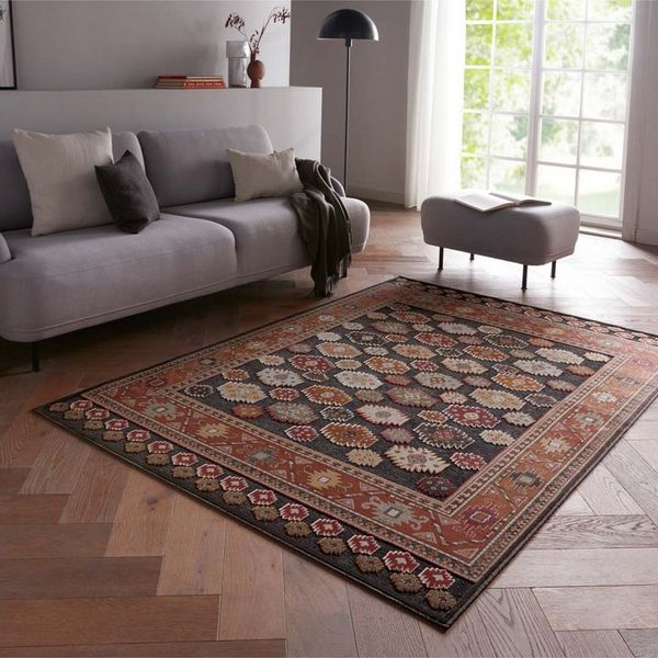 TaraCarpet Teppich Moderner Orientteppich Farah Kelim, rechteckig, Höhe: 6 mm, Wohnzimmer, Schlafzimmer, Esszimmer, Farah Kelim anthrazit 140x200