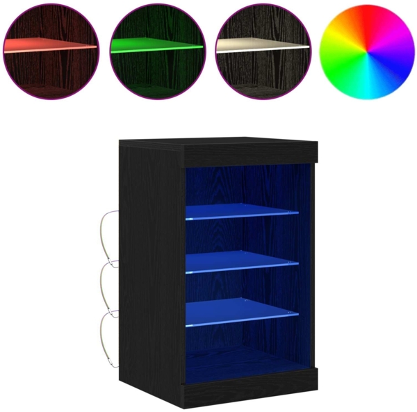 vidaXL LED-Sideboard Schwarz Eichen-Optik 41 x 37 x 67 cm 863053