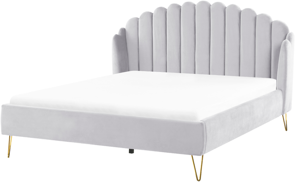 Bett mit Lattenrost AMBILLOU 180 x 200 cm Samtstoff Hellgrau