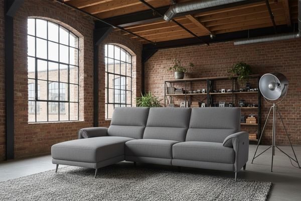 KAWOLA Sofa ADRIANA Ecksofa mit Relaxfunktion Stoff anthrazit Longchair links 99 x 163 x 280 cm