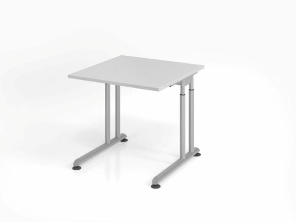 Schreibtisch C-Fuß 80x80cm Grau/Silber