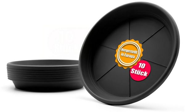 BigDean Blumentopfuntersetzer 10 Stück Topfuntersetzer Ø 24,5 cm in Anthrazit Made in Europe, Zubehör für Pflanztöpfe, Set, 10-tlg, Klassische Blumentopf Untersetzer, zeitlos im Design, Robust