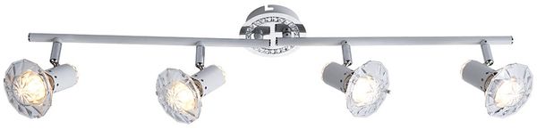 LED Deckenleuchte, Metall, weiß, Chrom, Kristalle, beweglich