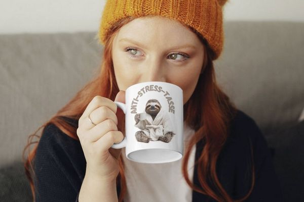 WS-Trend Tasse Faultier Anti Stress Keramik Kaffeetasse Teetasse Geschenke, 1-tlg, Keramik, 325 ml
