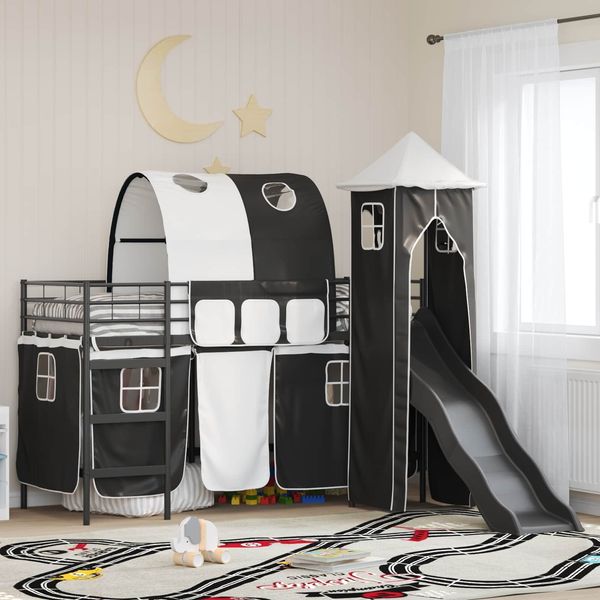 vidaXL Kinderloftbett Schwarz 75 x 190 cm Metall 42020871