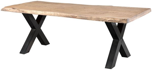 Baumtisch Mango 200x100x77 beige lackiert / X-Beine anthrazit glänzend FREEFORM 5