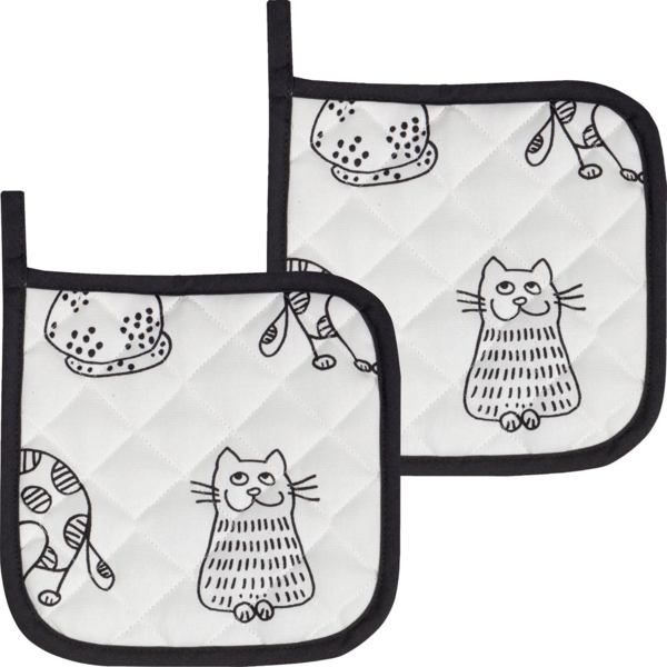 Kracht Topflappen Topflappen "Katzenreihe" 2er-Pack, Motiv: Katzen