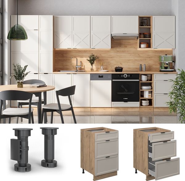 Küchenunterschrank Fame-Line GrauBeige 50 cm ohne Arbeitsplatte Vicco Bild 2