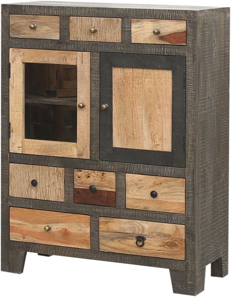 Kommode ERIK - Mangoholz Mehrfarbig 118x40x90cm | Schrank Schlafzimmer Sideboard