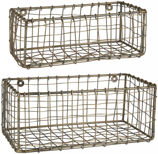 Ib Laurrsen - 2er Set Wandkorb Hängekorb Korb Metall Goldfarben 57346-17