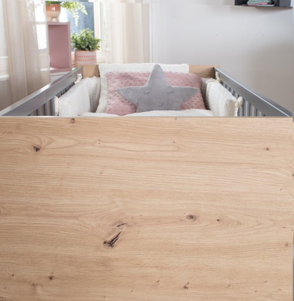 roba 'Anna' Babymöbel Set inkl. Babybett und Wickelkommode, abnehmbarer Aufsatz, Anthrazit / Dekor Kent Eiche, 60x120 cm Bild 11