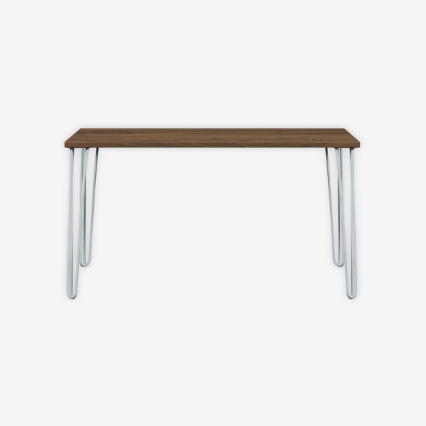 MultiDesk, 4 Stahlfüße, Dekor Nussbaum, Farbe Lichtgrau, Maße: H 740 x B 1400 x T 600 mm