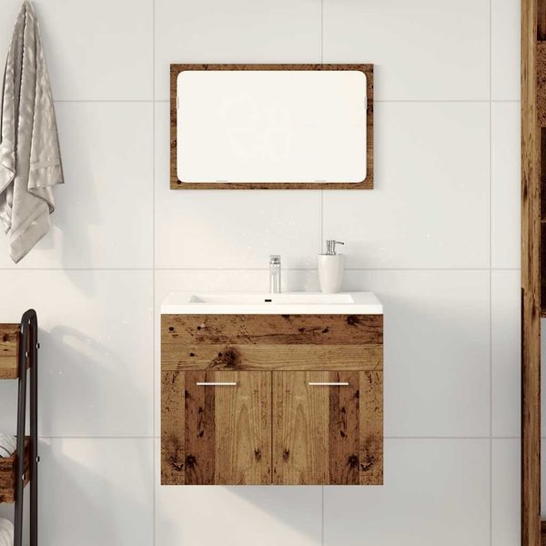 vidaXL 2-tlg. Badmöbel-Set Altholz-Optik Holzwerkstoff 862039