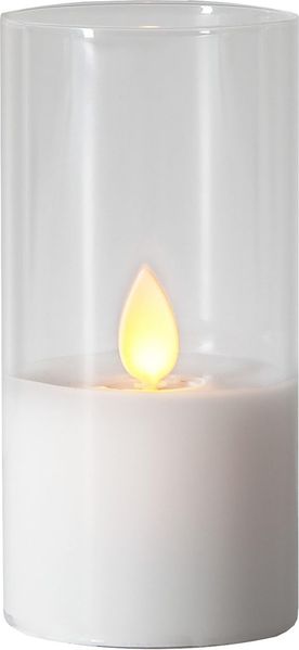 LED Windlicht ,M-Twinkle' mit Flackereffekt, Batterie, Timer, weiß, 10cm