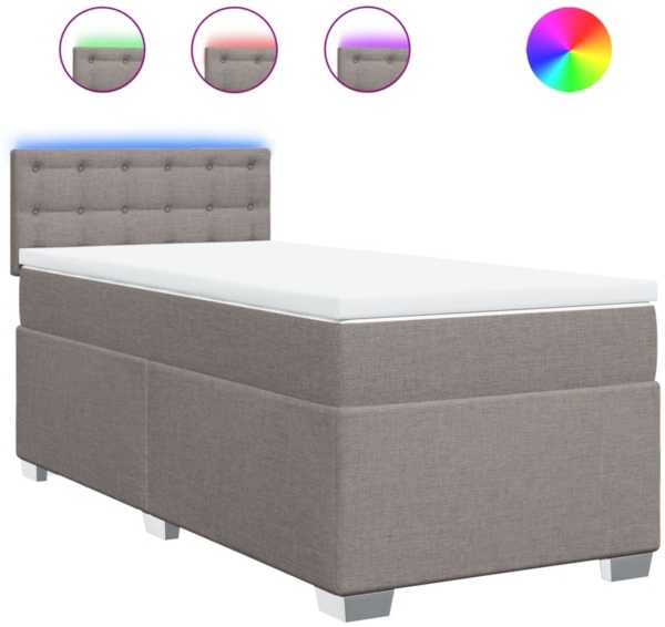 vidaXL Boxspringbett mit Matratze Taupe 90x200 cm Stoff 3288089