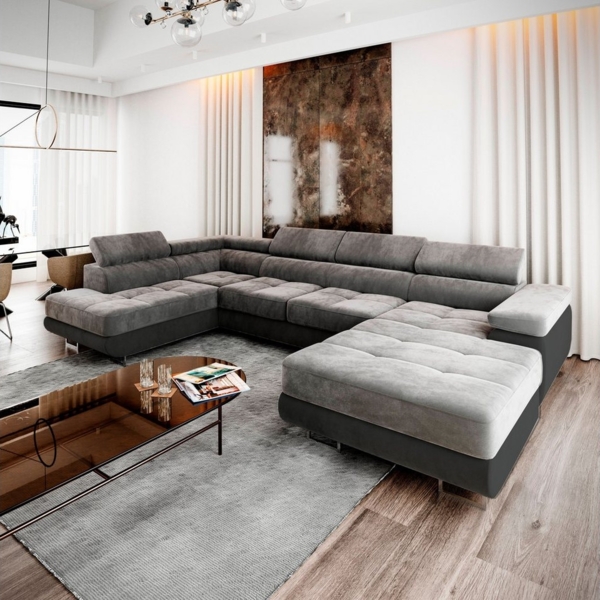 Masseno Ecksofa CASONE mit Schlaffunktion U-Form, Sofa mit Bettkasten