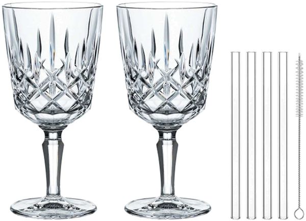 Nachtmann Noblesse Cocktail-/Weinglas 2er Set mit Glastrinkhalmen