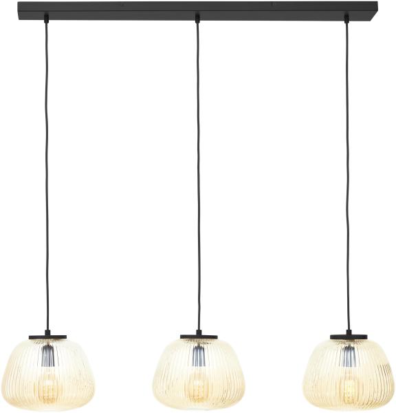 Brilliant Leuchten 80109-86 Pendelleuchte Kaizen 3- flammig amber-bernstein schwarz