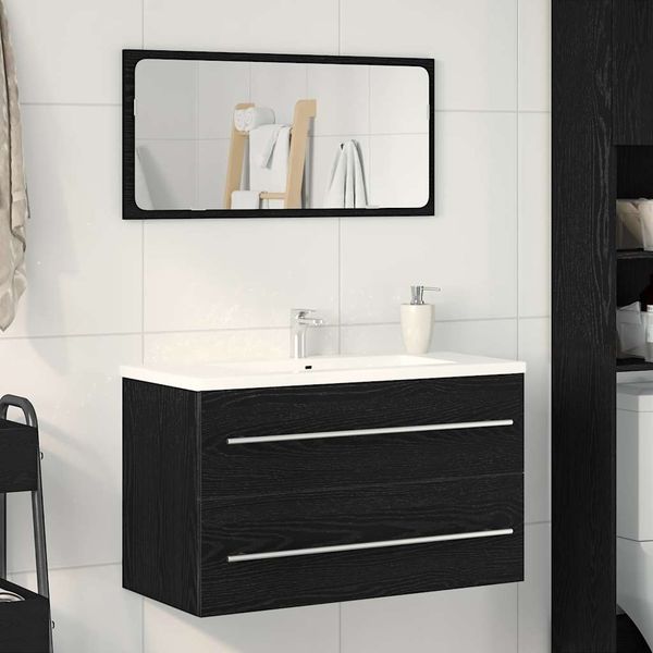 vidaXL Waschbeckenunterschrank Eiche schwarz 80x38,5x48 cm Holzwerkstoff 862535