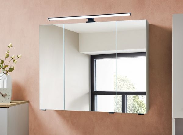 Saphir Badezimmerspiegelschrank Quickset 500, 3 Türen, 80cm breit, LED-Aufsatzleuchte inkl. Schalter und Steckdose