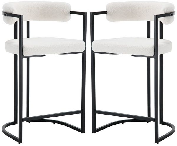 WAHSON OFFICE CHAIRS Barhocker 2er Set, Samt Küchenhocker Barstühle mit schwarzen Metallbeinen (2 St)