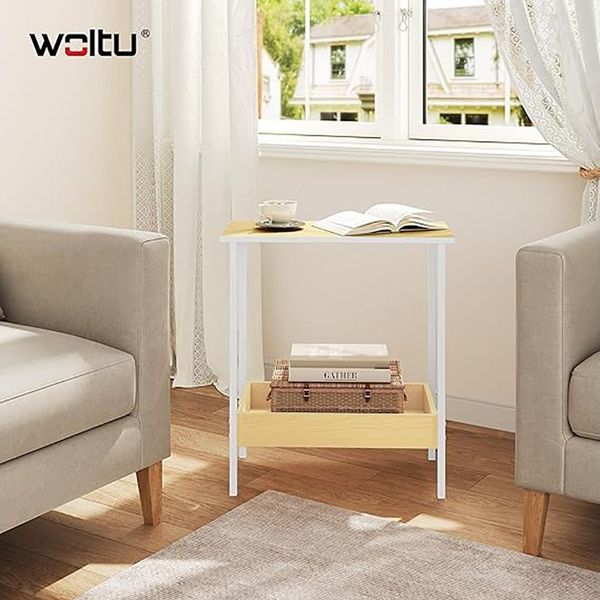 Woltu Beistelltisch (1-St), mit 2 Ablagen, Couchtisch mit Stauraum 50x55x25cm Bild 2