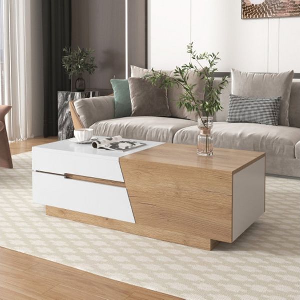 XDeer Couchtisch Couchtisch, Ausziehbarer Couchtisch, Wohnzimmertisch mit, Schubladen, Beistelltisch mit Farbblockstruktur