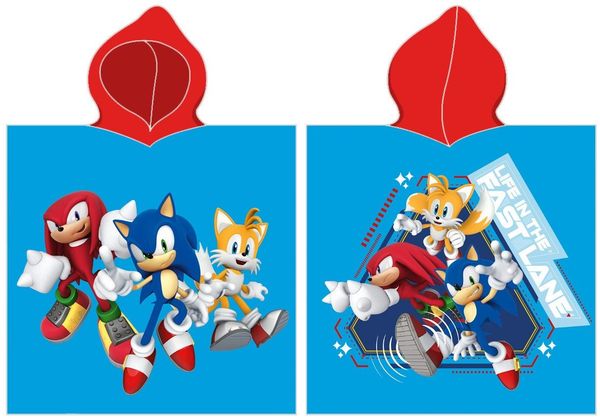 Sonic SEGA Kapuzenhandtuch Sonic Poncho Strandtuch mit Kaputze 55 x 110 cm