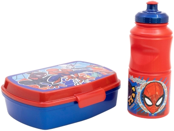 Spiderman 2er Set Kinderflasche (380 ml) und Brotdose im Geschenkkarton