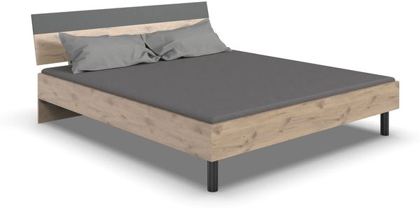 Bett >Budapest< Liegefl. 180x200cm, Viking-oak-Dekor / Graphit - 189x81x210cm (B/H/T)