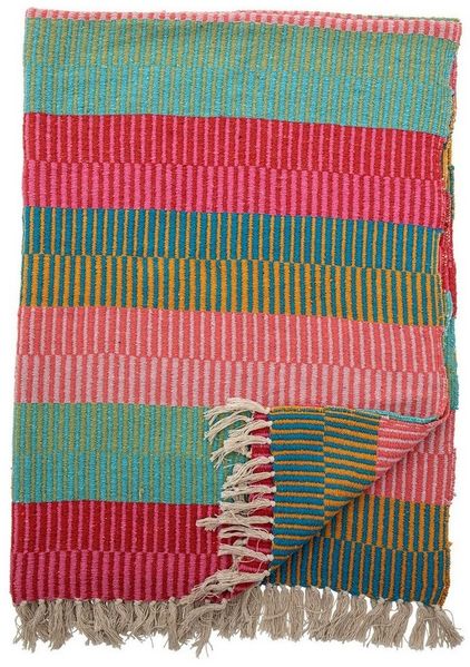 Wohndecke Isnel, Bloomingville, aus recycelte Baumwolle, Gestreift, 160 x 130 cm