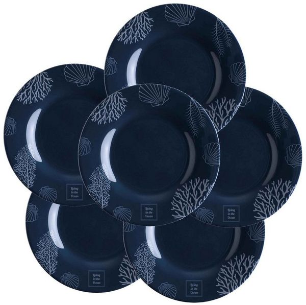 Marine Business Teller Dessertteller, Melamin, 20cm, navy weiss - Serie Living 6er Set, (6 St)