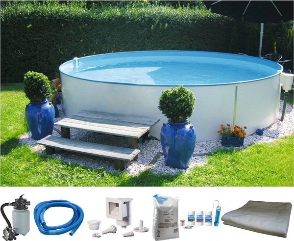 my POOL BWT Rundpool PREMIUM inkl. umfangreichem Zubehör (Komplett-Set, 6-tlg), Höhe 120 cm, in verschiedenen Größen erhältlich