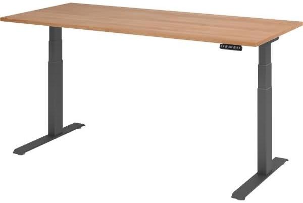 Sitz-Steh-Schreibtisch elektrisch 180x80 cm Nussbaum/Silber