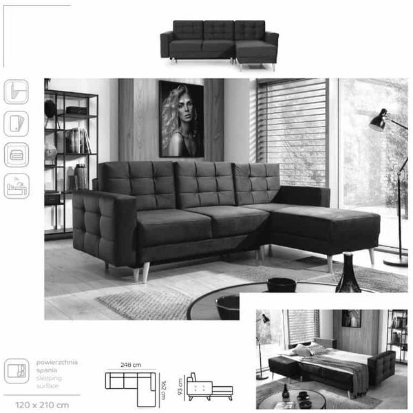 Eltap Asgard L Ecksofa (Monolith 63) wendbar Bild 5