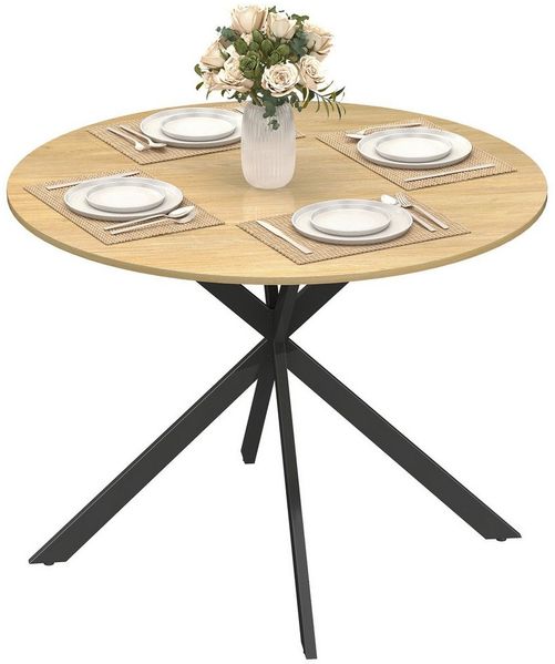HOMCOM Esstisch (für Esszimmer, Küche, Wohnzimmer, 1-St, rund, 100 x 100 x 75 cm), Eiche