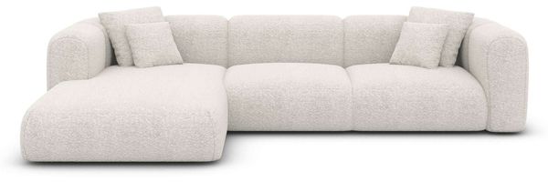 Ecksofa Venturia L Form aus Samtstoff - Bouclestoff - weiß - Links