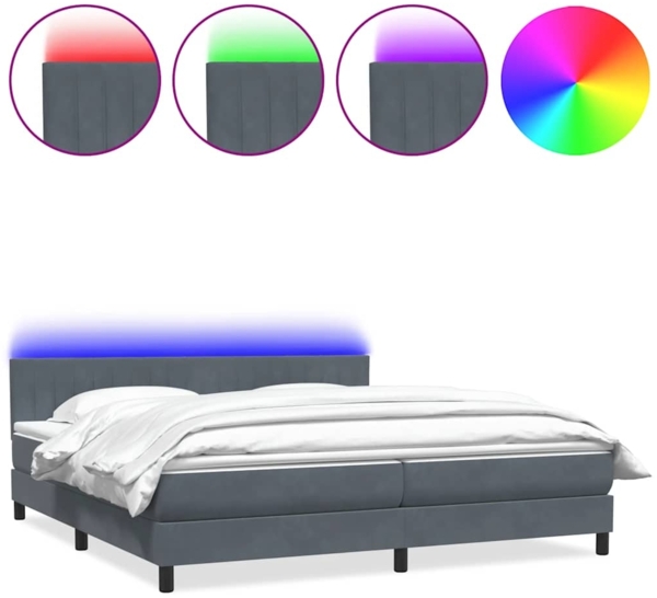 vidaXL Boxspringbett mit Matratze Dunkelgrau 200x210 cm Samt 3317092
