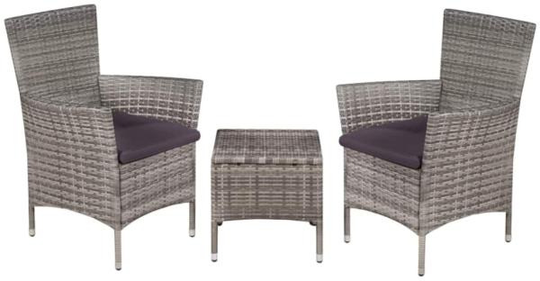 vidaXL 3-tlg. Bistro-Set Poly Rattan Grau 44095