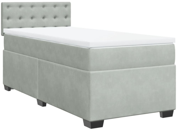 vidaXL Boxspringbett mit Matratze Hellgrau 90x190 cm Samt 3286186